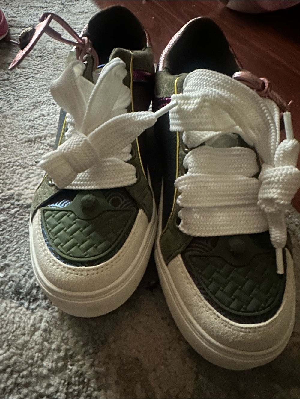 Kurt Geiger Olive Green Multicolor Accent Sneakers - Picture 2 of 7